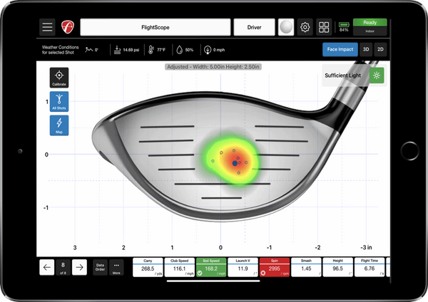 FlightScope Face Impact Location screenshot from ipad