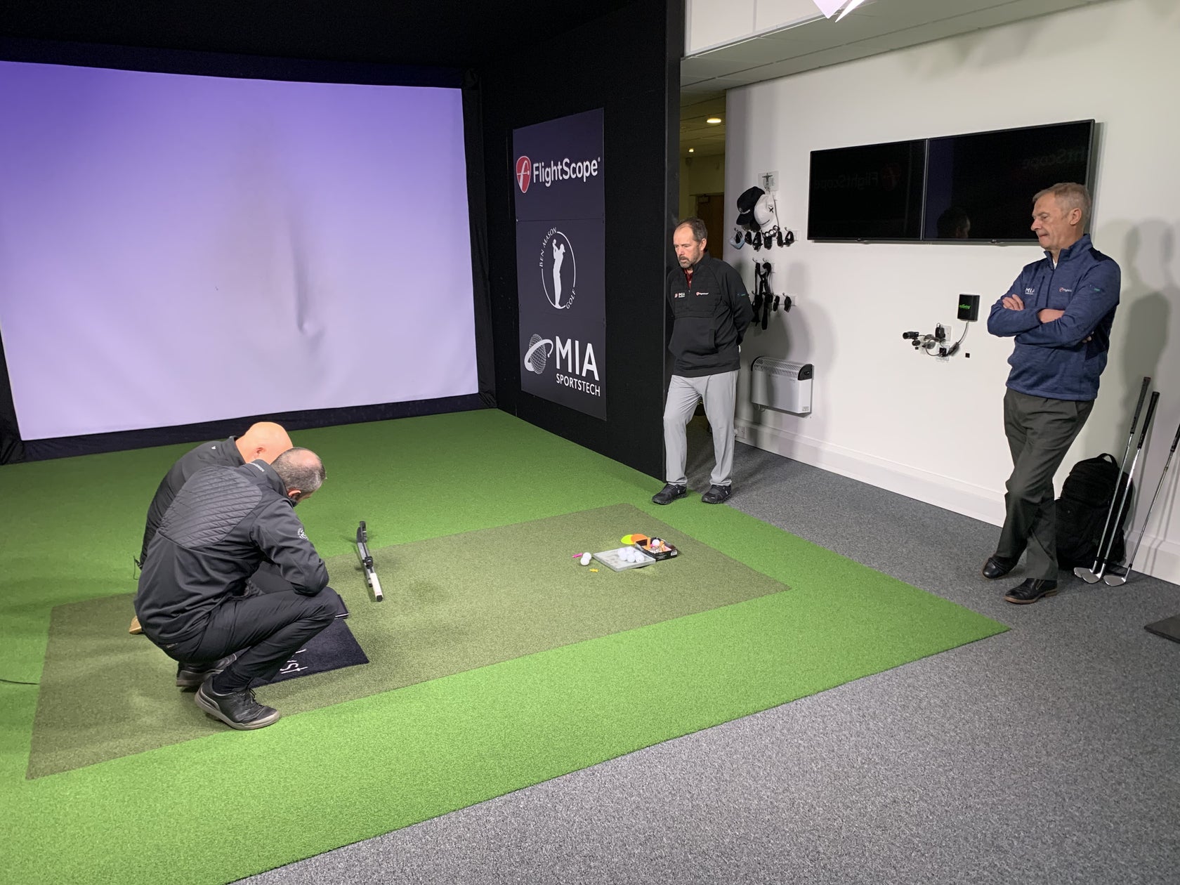 Malcolm Mackenzie in the golf studio in Sheffield with coaches